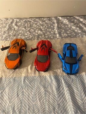 Die-Cast Sports Car Toy Set - Orange, Red, Blue